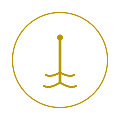 A line drawing of a fish inside a circle, with a simple and minimalist design.