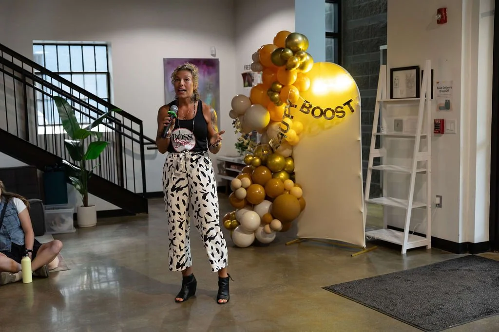 bossbabe speaker beauty boost event raleigh talking to guest and vendors kim morris creative