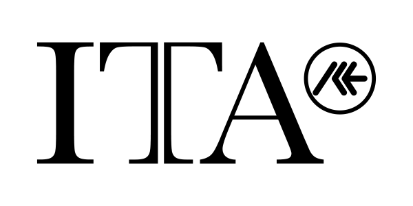 Stylized letters "ITA" with a circle containing a directional arrow symbol.