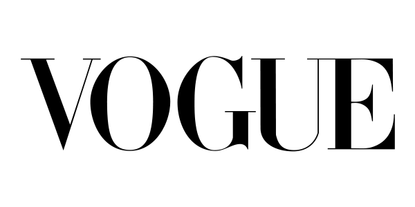 "VOGUE" logo in bold, black font on a white background.