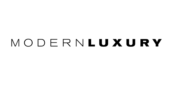 "MODERN LUXURY" in black text on a white background