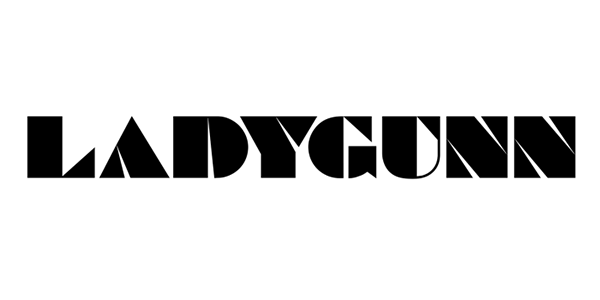 The word 'LADYGUNN' in bold, stylized black lettering on a white background.