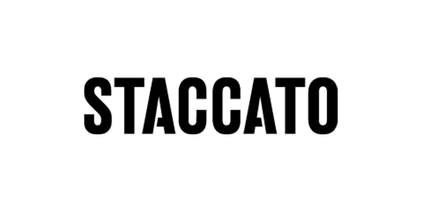 "STACCATO" text in bold black font on white background