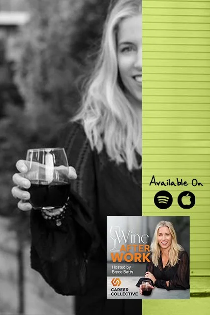 Promotional graphic for the podcast 'Wine After Work' hosted by Bryce Batts.