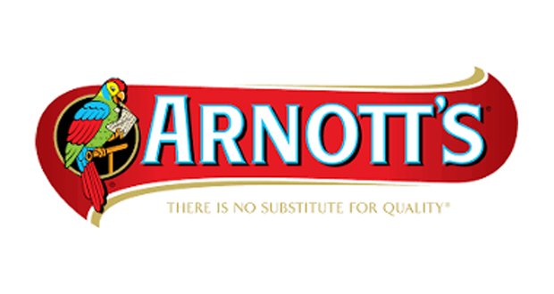 Logo of Arnott's featuring a colorful parrot and the slogan "There is no substitute for quality".