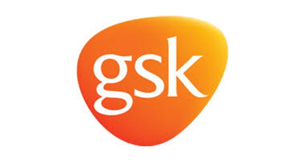 GSK logo with orange and yellow gradient background