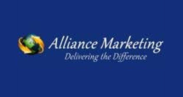 Alliance Marketing logo with globe icon and the tagline 'Delivering the Difference' on a blue background.
