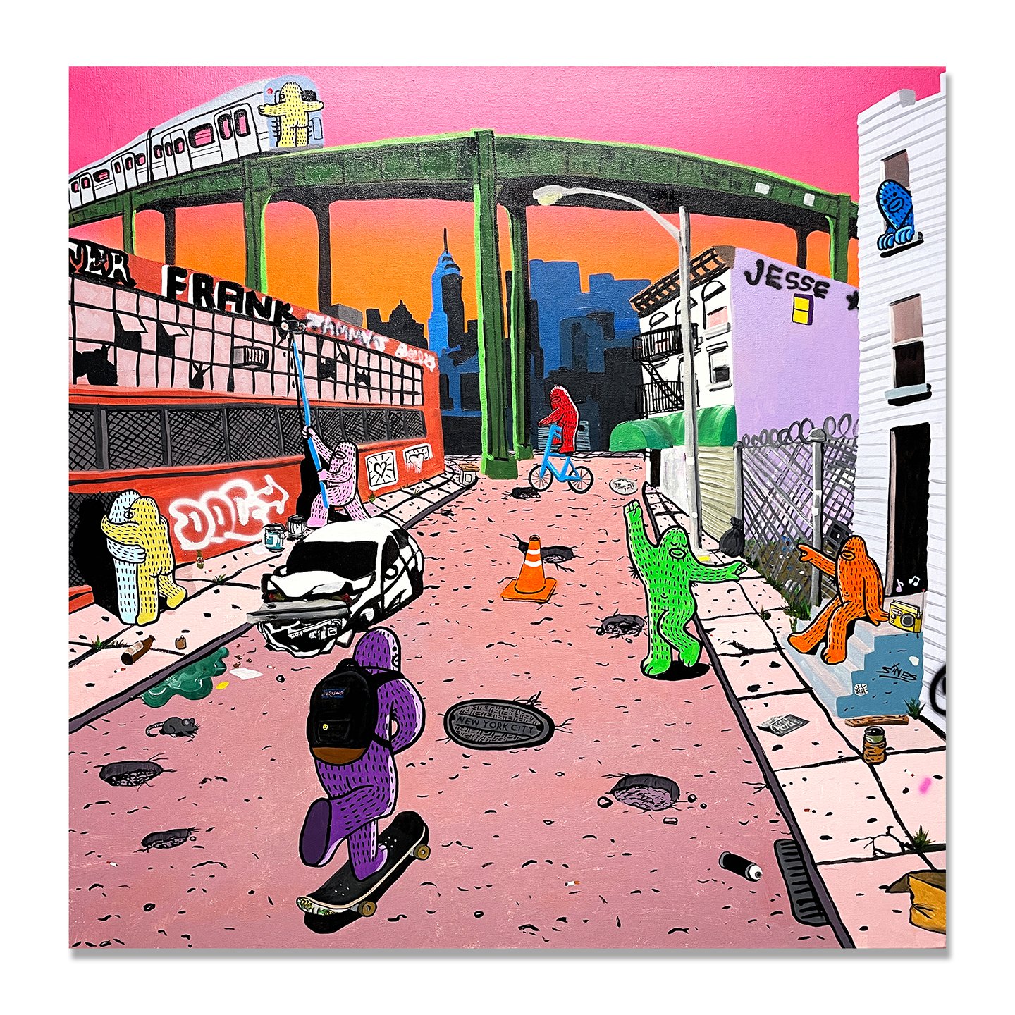 Frank Ape   Forever Young   Acrylic Paint on Canvas   2022   36 x 36 Inches (91.5 x 91.5 cm)   Unique   Signed on the Verso