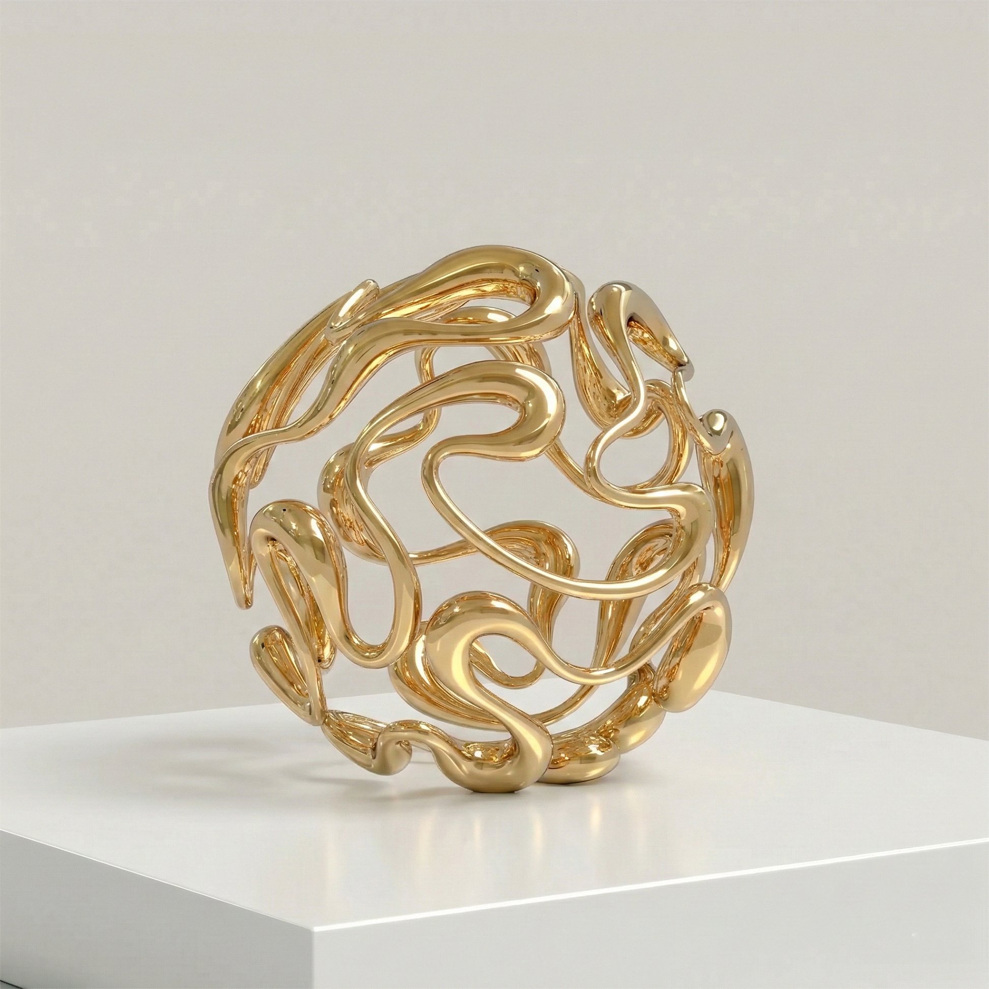 Yoni Alter   Flow   Platinum Plated Stainless Steel Sculpture   2026   13.7 Inches in Diameter (35 cm in Diameter)   Limited Edition of 3 works   Signed, dated, and embossed studio certificate included to maintain the work’s seamless form.   Permanen