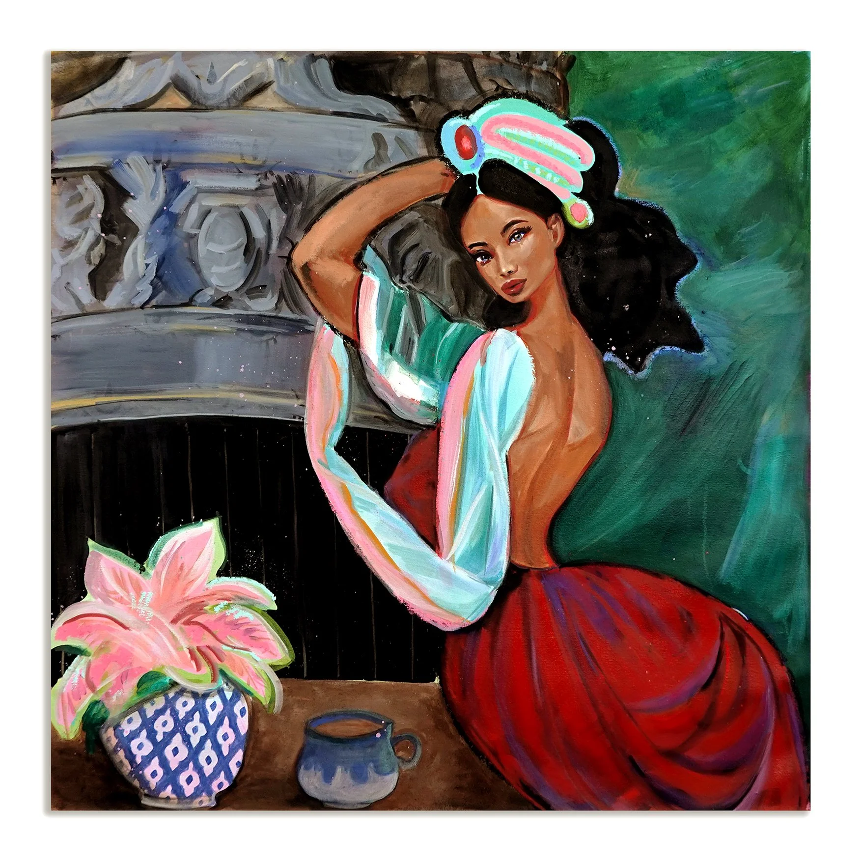 Charmaine Olivia   Estia   Oil On Canvas   2026   36 × 36 Inches (91.5 x 91.5 cm)   Unique   Signed on the verso