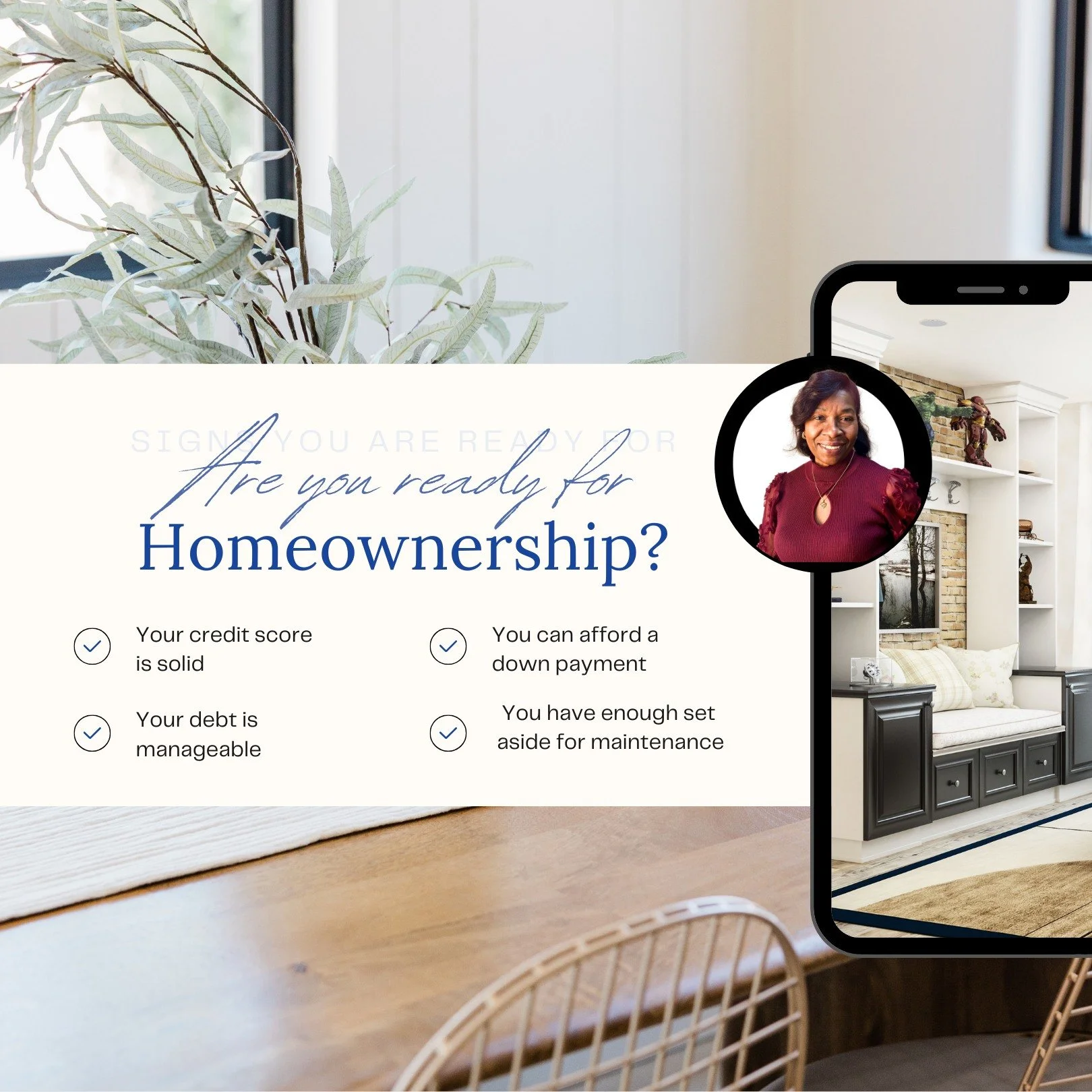 ✅ Ready to stop renting and start owning? If you're checking off this list: solid credit, manageable debt, savings for a down payment and maintenance, then you're closer than you think to unlocking the door to your own home.

As a licensed real estat