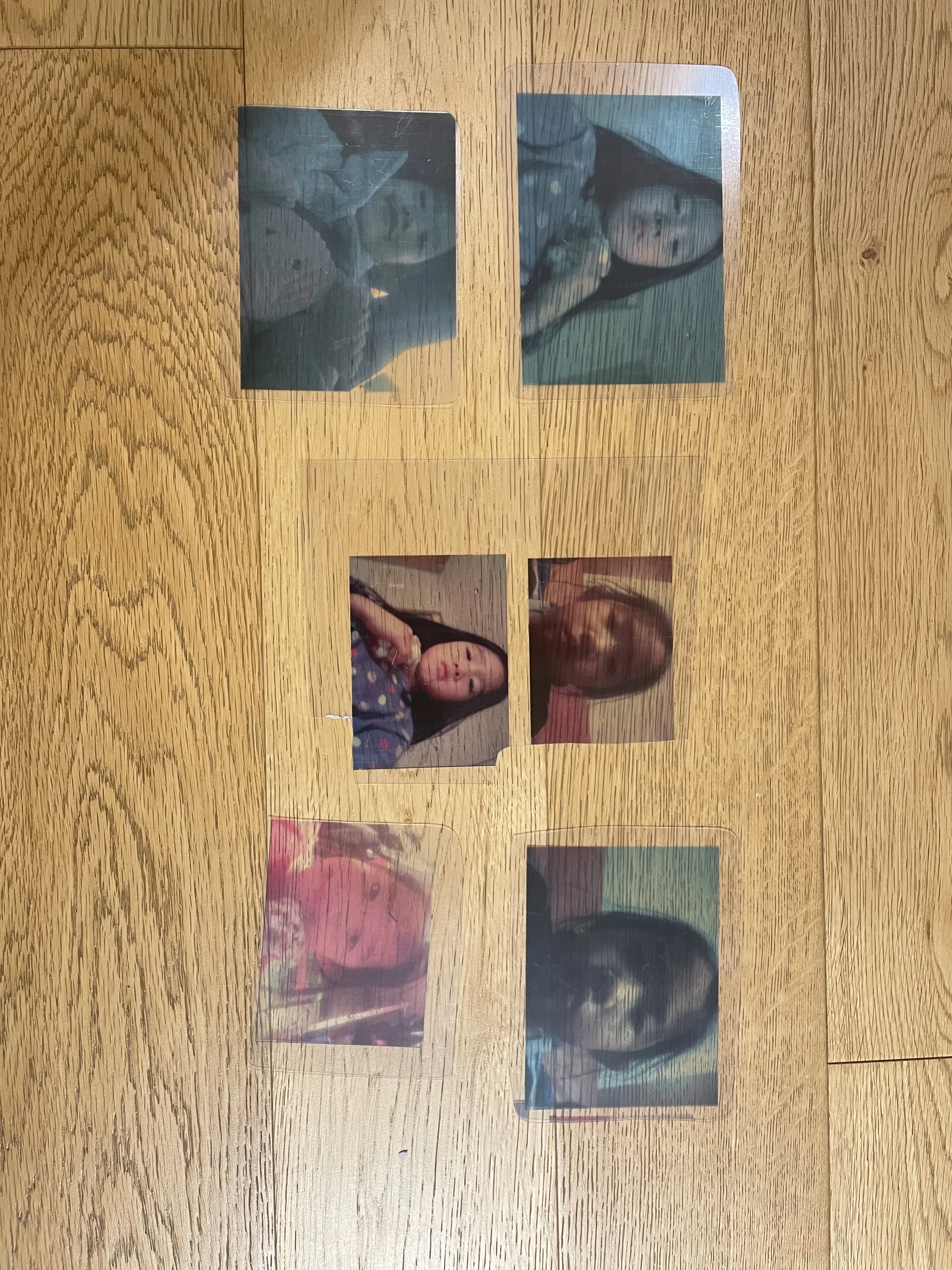 Transparent film prints of younger self