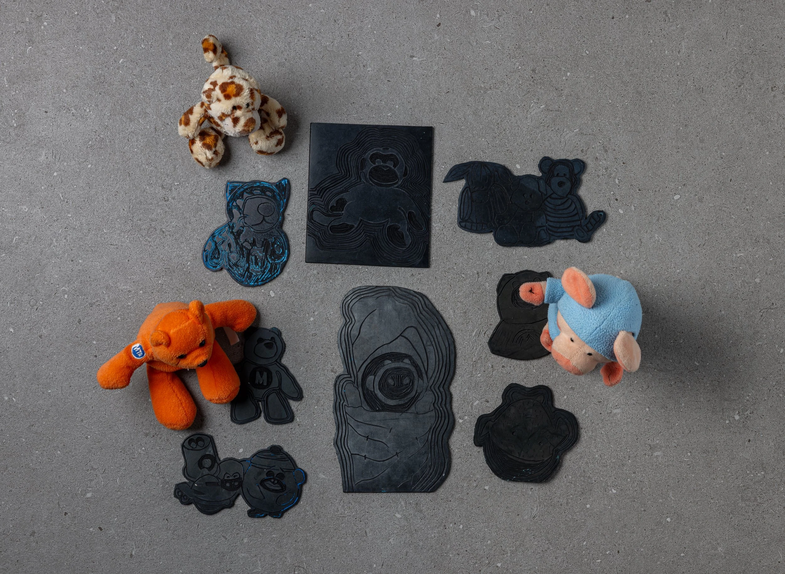 Stuffed Animal Friends with Prints of Themselves