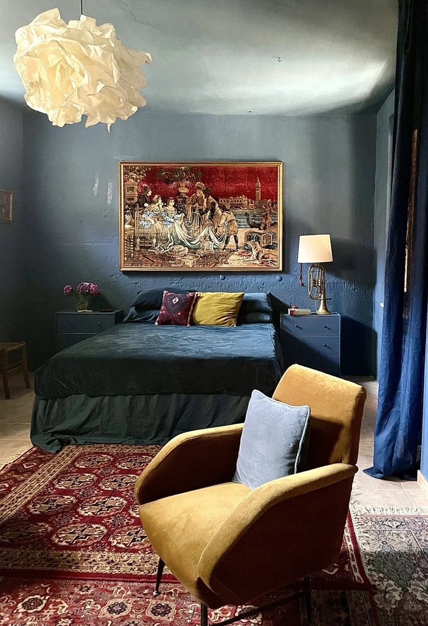 Interior designers holiday apartment in the historic centre of Pinerolo Northern Italy For sale. Close to Turin, Alps for skiing and cycling. Comes with Bike storage and all furniture and styling included.