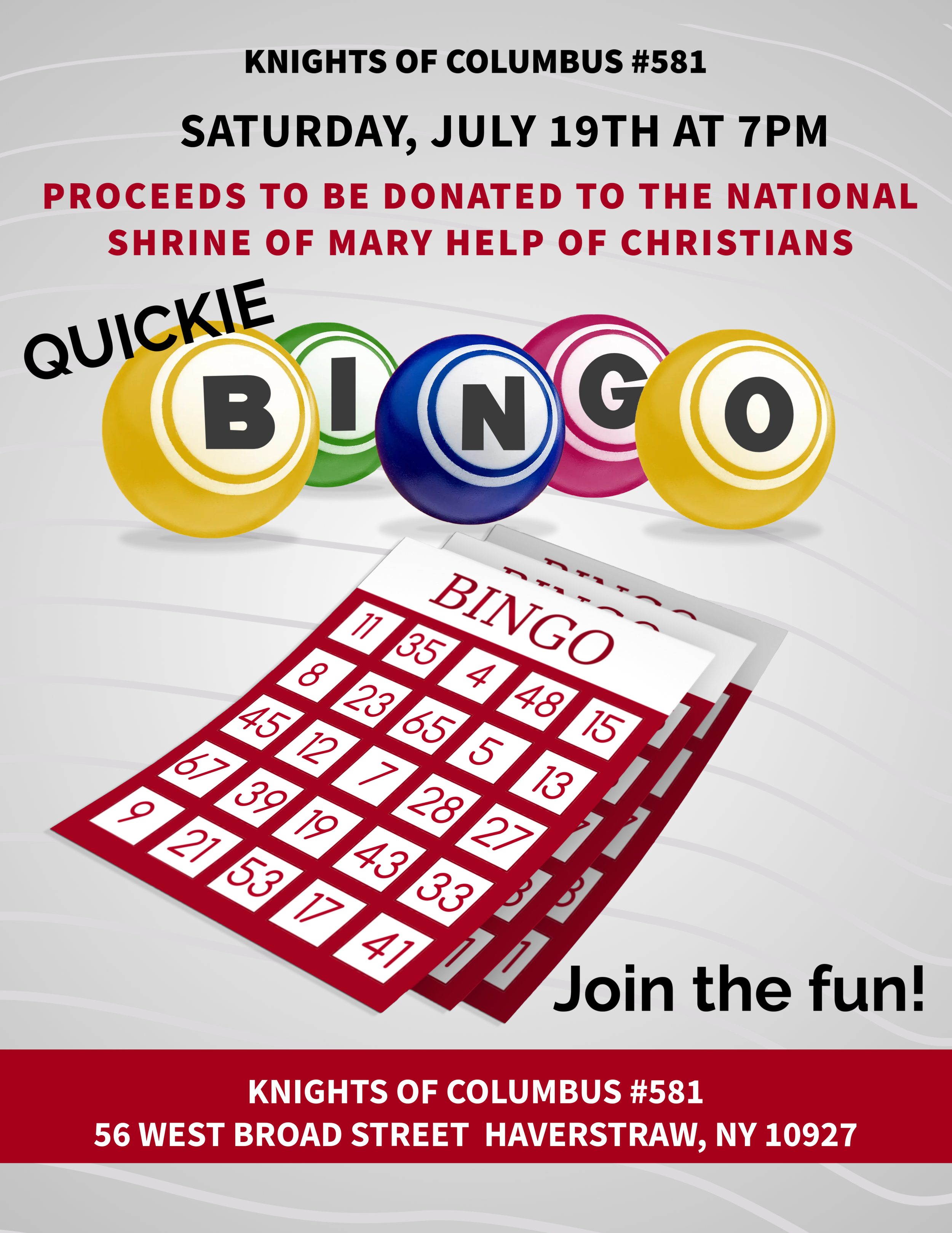 Bingo at Knights of Columbus-Haverstraw, NY