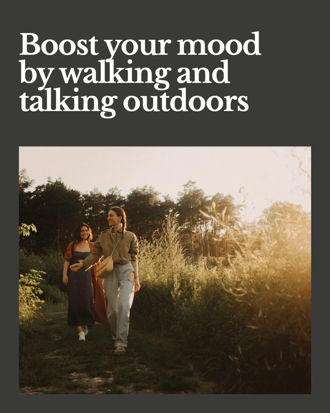 Have you tried walking therapy to boost your mood?

Nature isn't just beautiful&mdash;it actively supports your mental health. Walk and Talk Therapy combines gentle movement with meaningful conversation in calming outdoor settings. This approach help