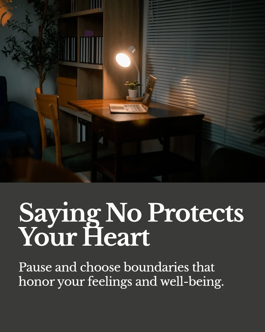 The hardest "no" is often the kind that protects your heart and your time.

Saying no with compassion doesn't mean shutting people out&mdash;it means honoring your own needs with kindness and confidence.

Try this: pause and check in with y