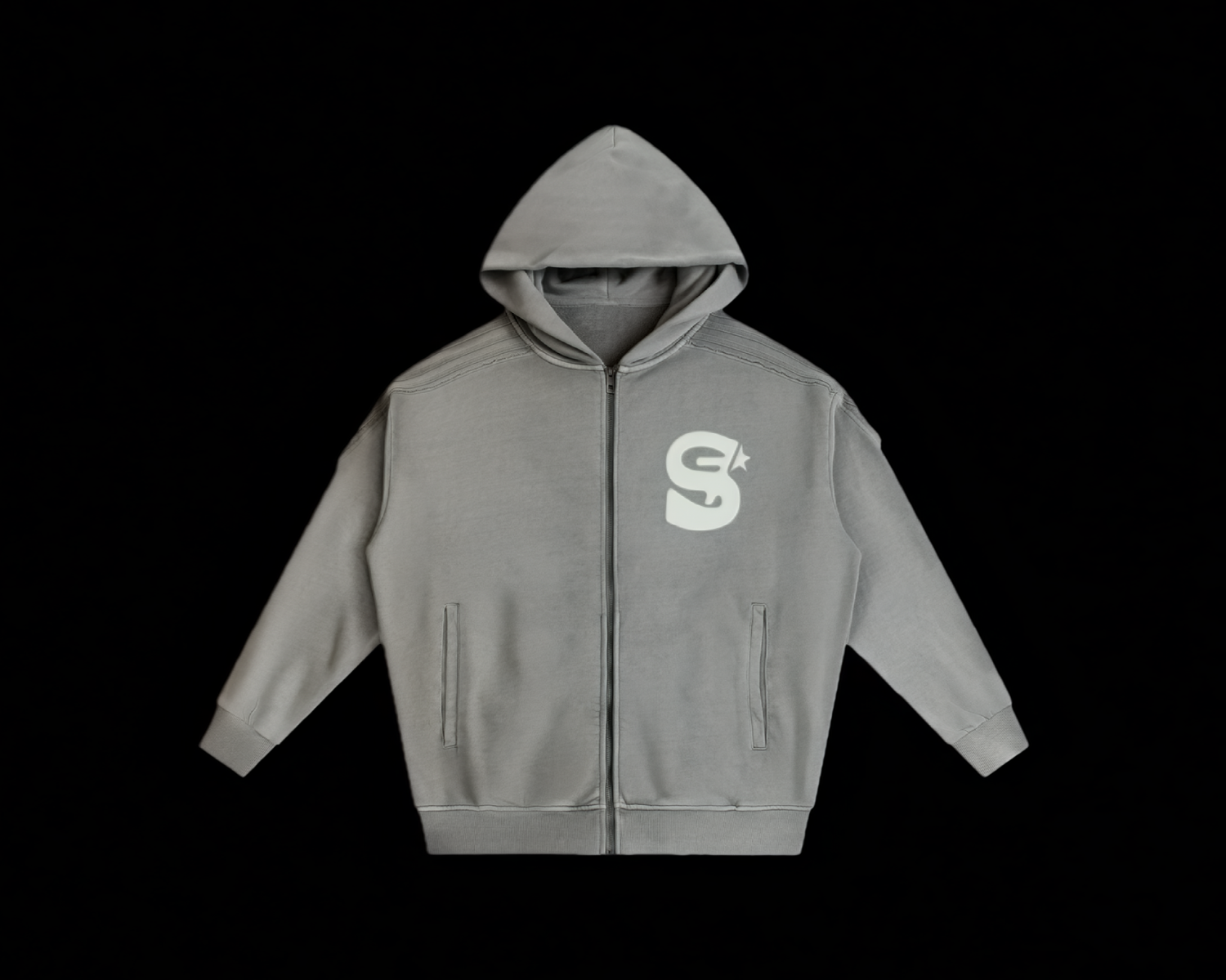 "PUBLIC ENEMY NO.7" Grey Zip-Up Hoodie