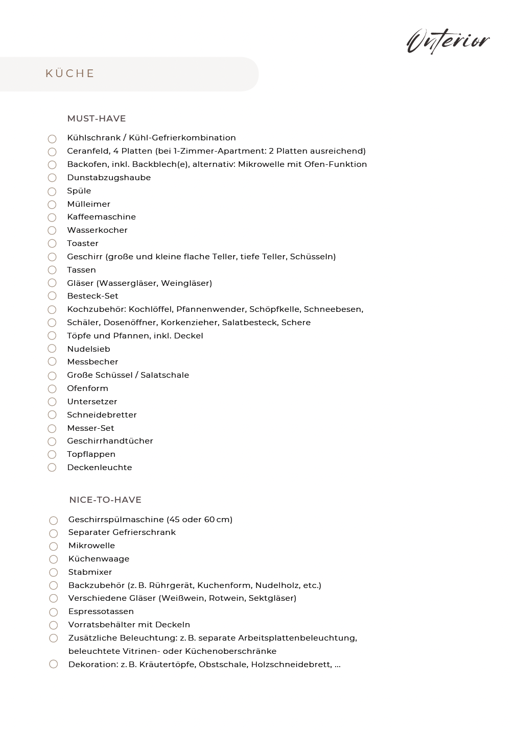 Checkliste fur moebliert vermietete Wohnung