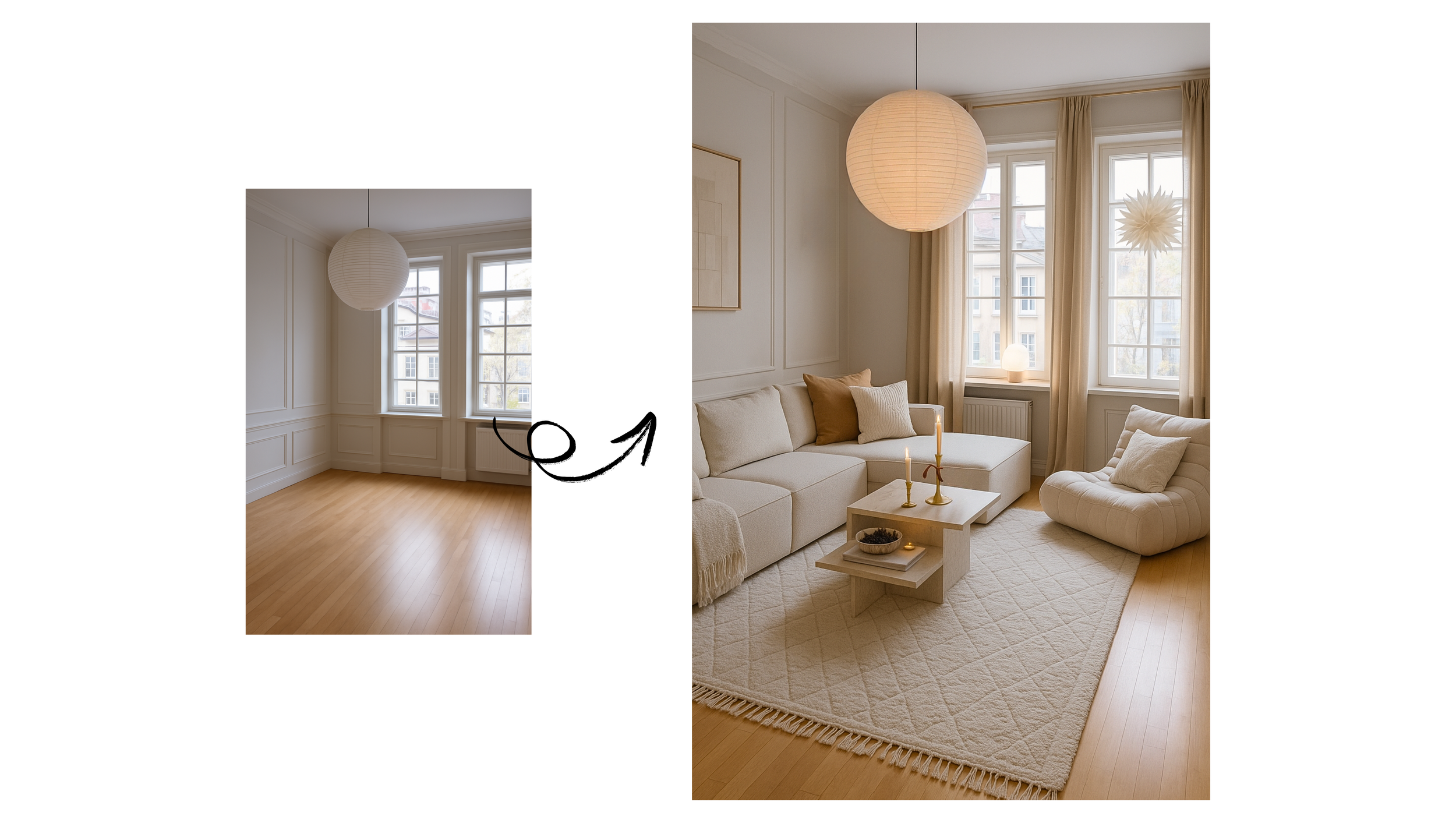 Vorher-Nachher Wohnzimmer 