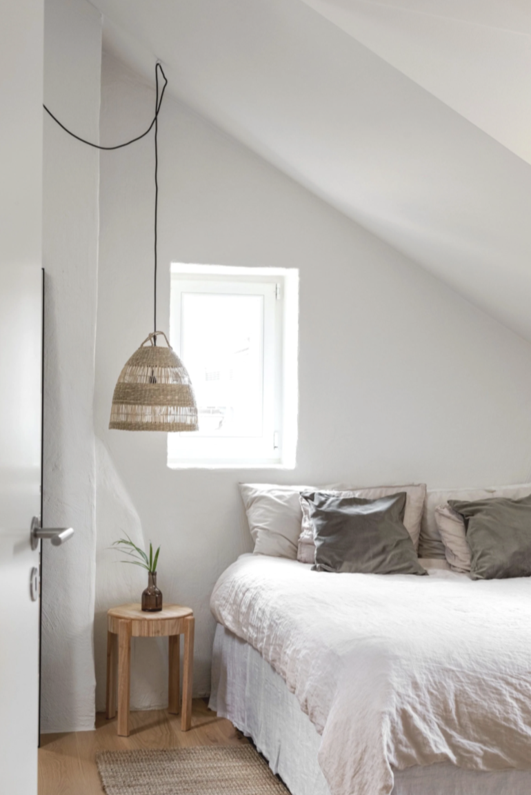 Schlafzimmer im Skandi Stil einrichten, Loft Design Stockholm mit Onterior - Dein Online Interior Deign Studio. Beratung und Planung Einrichtungsstile.