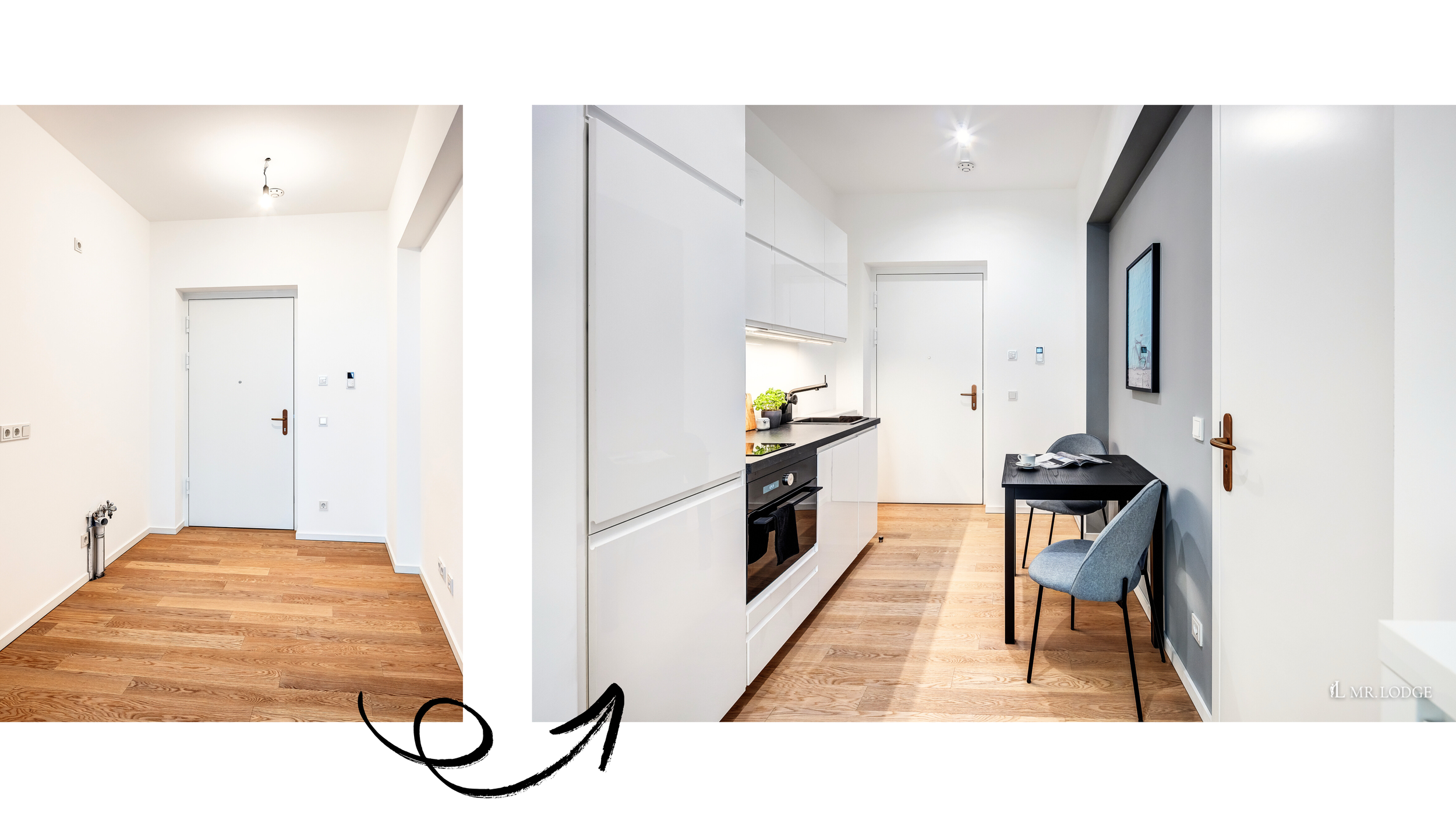 Vorher-Nachher 1-Zimmer-Apartment 