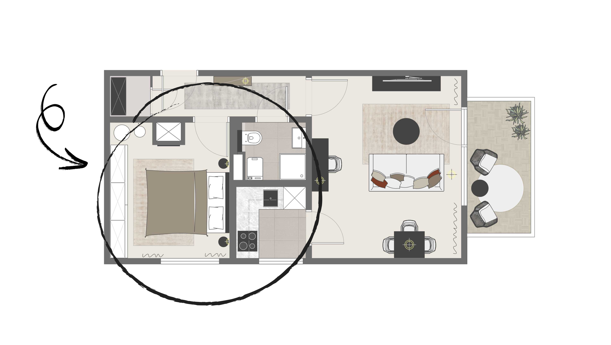 Grundriss 2-Zi-Whg