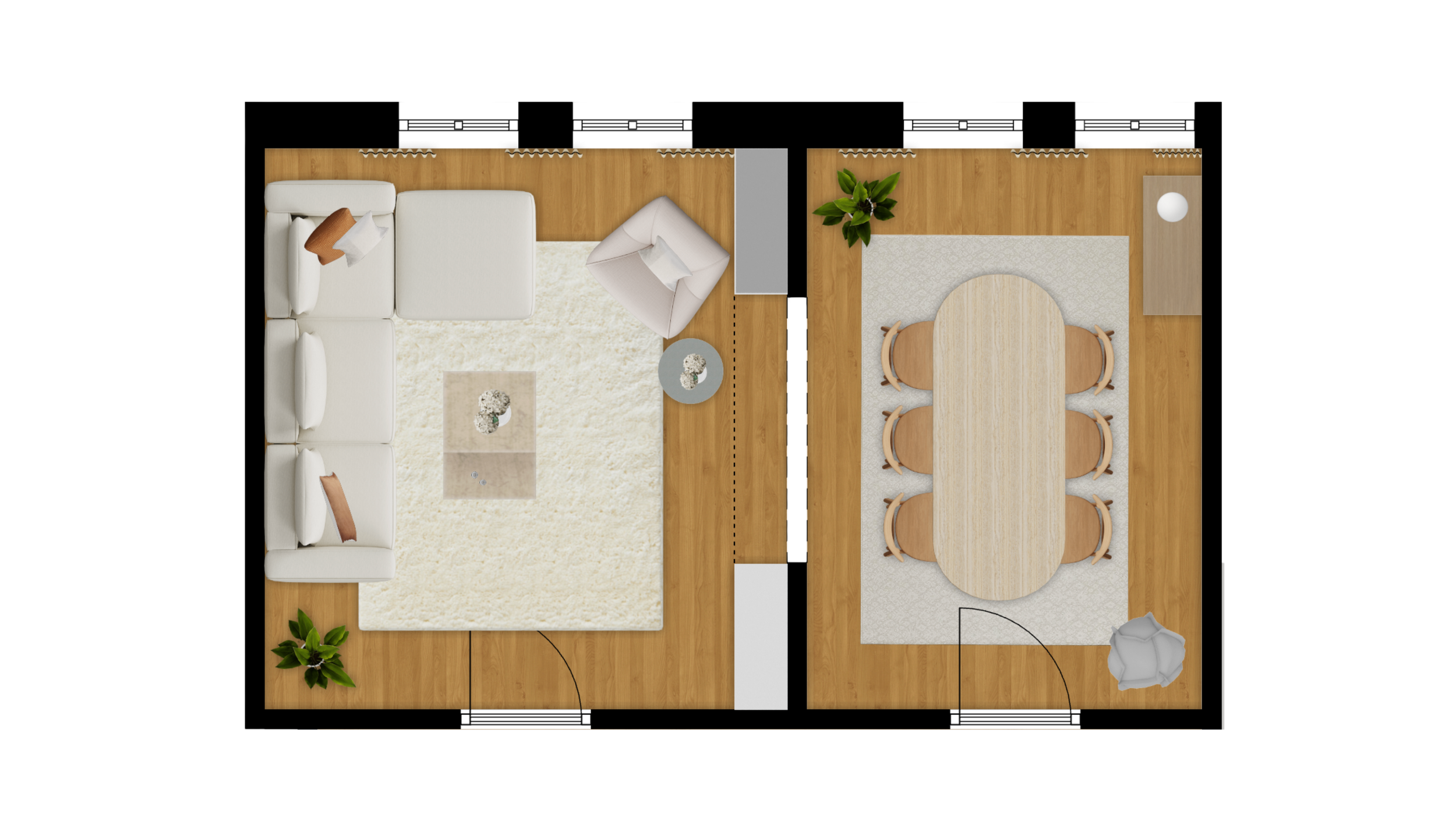 Grundriss Wohnzimmer und Esszimmer