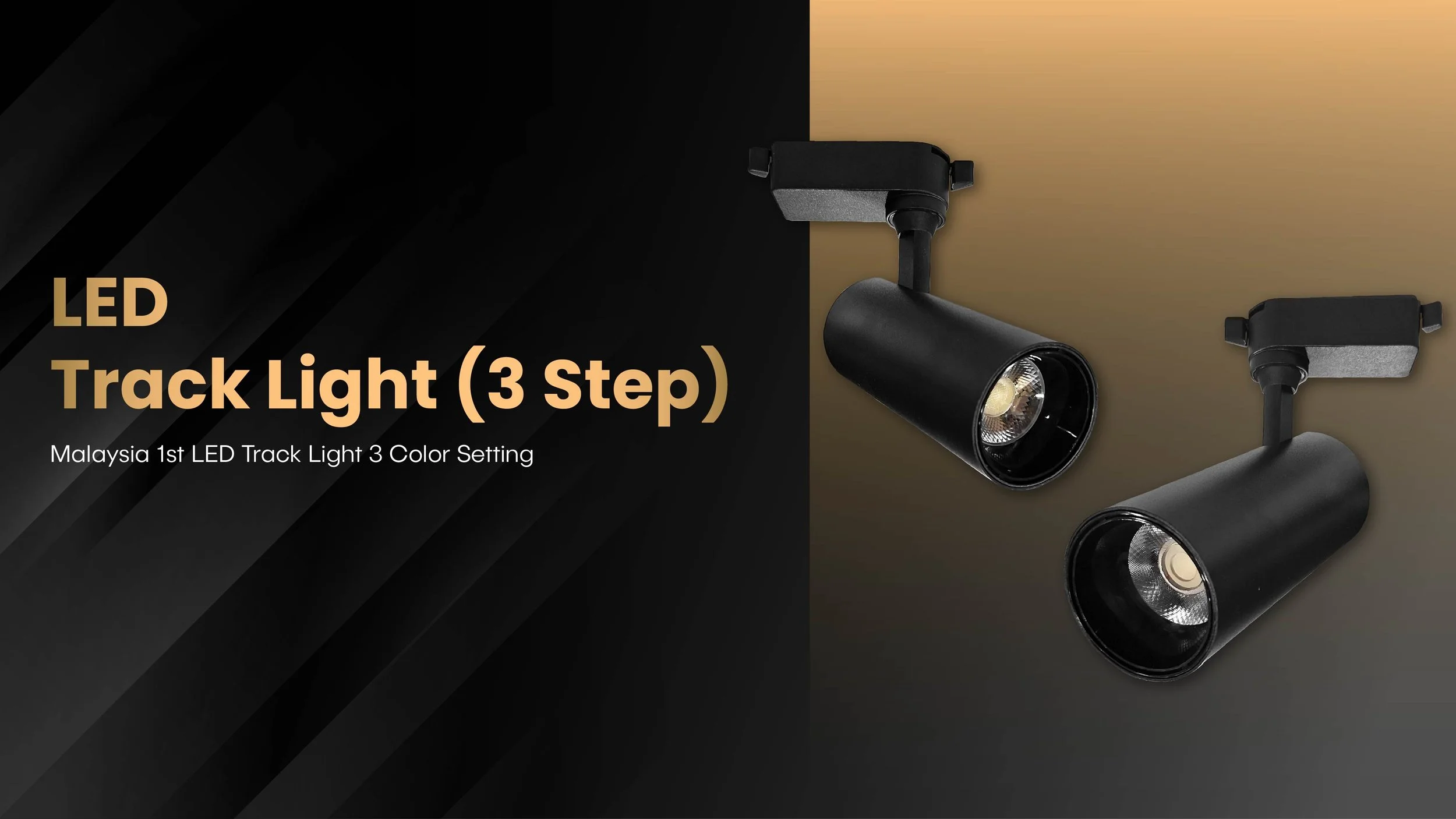 Black LED track light fixture with 3-step color temperature settings for adjustable indoor lighting.
