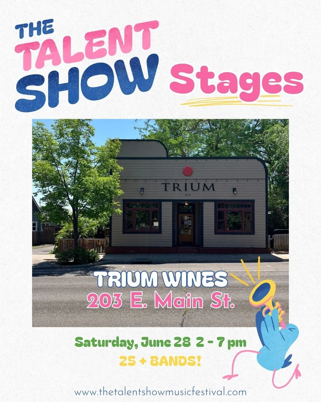 HUGE shout out to the wonderful The 2025 Talent Show Music Festival stage hosts! We now have over 25 bands signed up to play on 7 different stages throughout downtown Talent on Saturday, June 28 between 2 &amp; 7 pm. Don't miss this kick off to what 