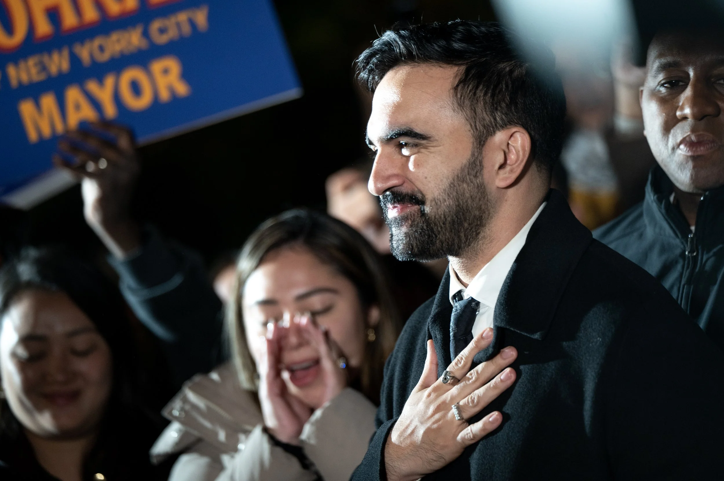 Zohran Mamdani, the Democratic candidate for New York City mayor, speaks to supporters before they set out on one last night of canvassing on the eve of the election, November 3, 2025, in the Queens borough of New York. 