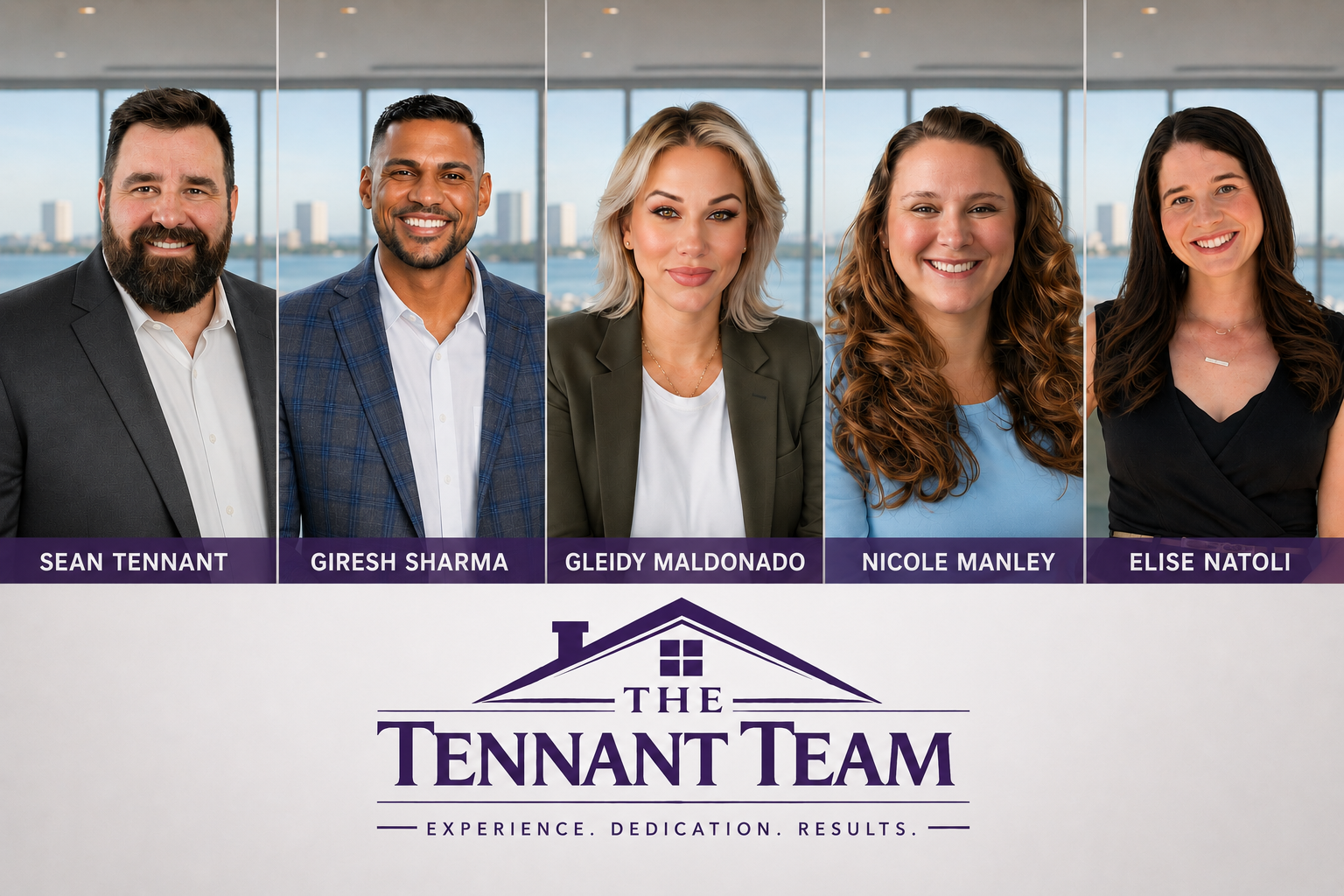 Photo of The Tennant Team, four real estate agents and their transaction coordinator, who specialize in selling homes in Tampa Bay.
