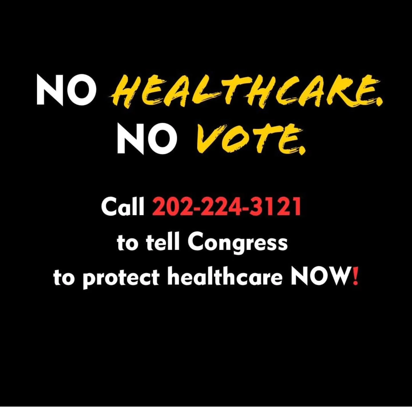 Time is running out! 

Right now, Congress is getting ready to vote on funding to prevent a government shutdown, but the current bill would cause affordable healthcare costs to skyrocket by an average of 75% or more for millions of people.

Contact C