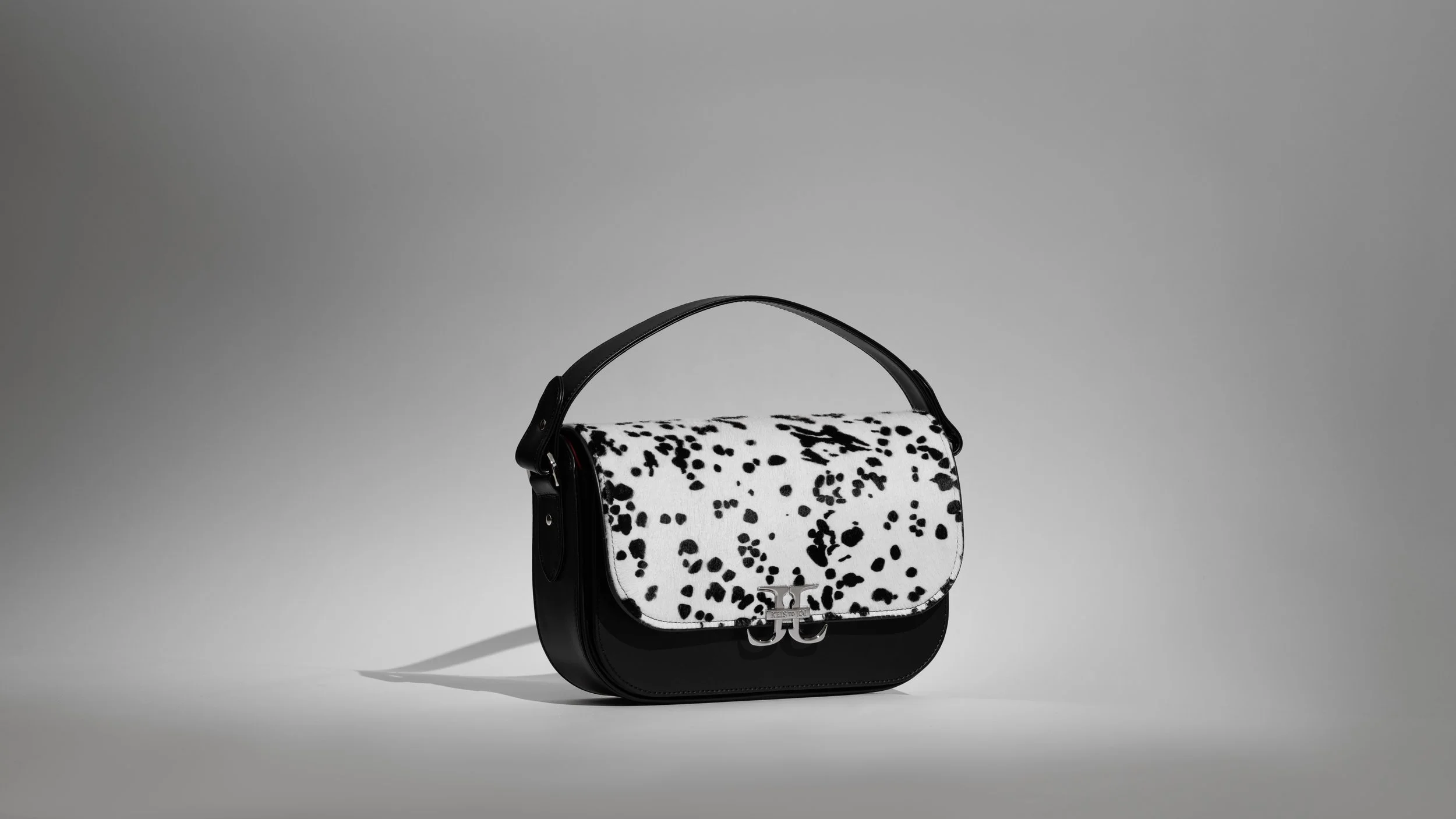 Freedom Saddle - Dalmatian Cavallino / Black Boxed Calf