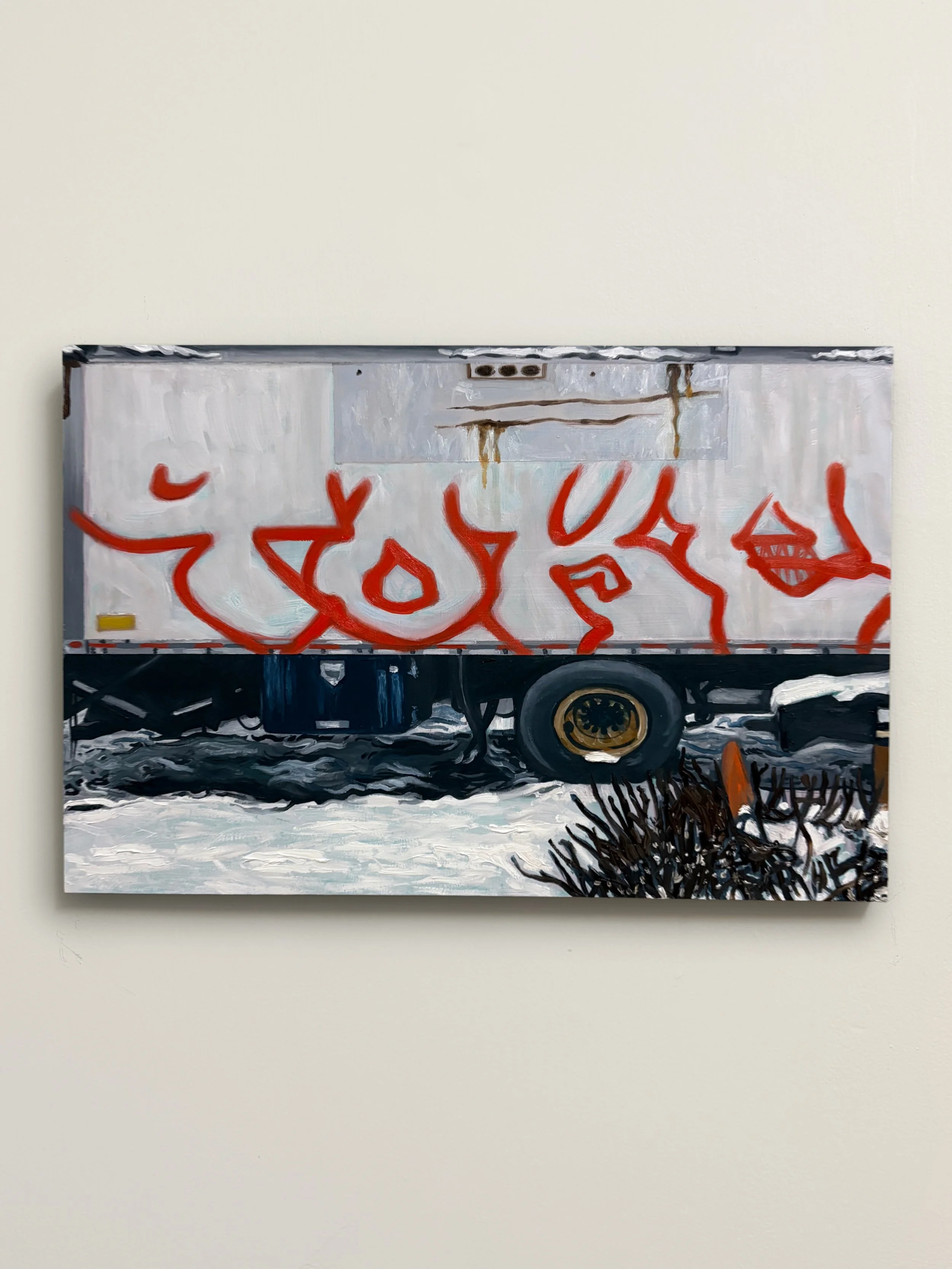 "41.945846, -87.713515", oil on wood panel, 18" x 12", 2026