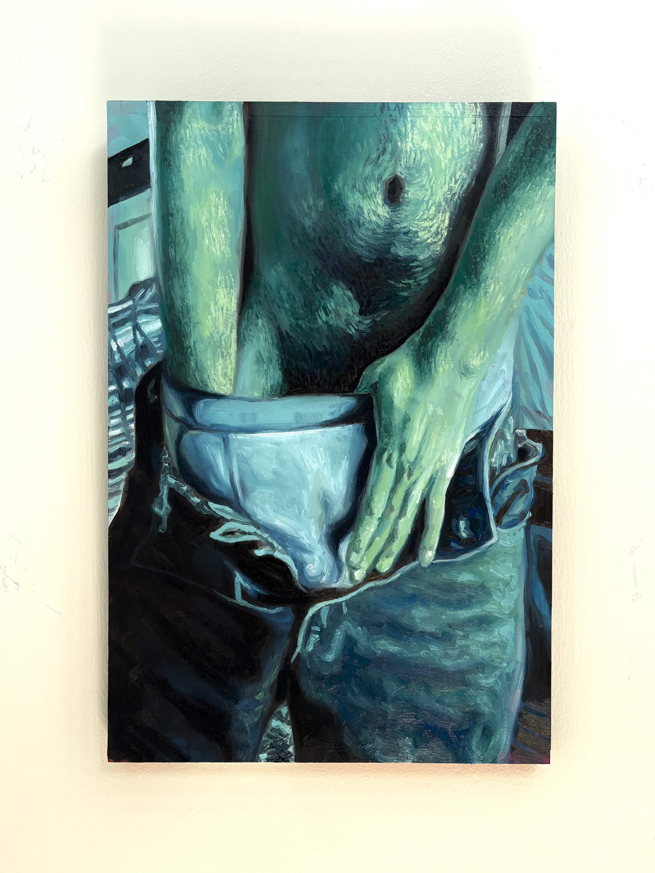 "Cool Off" oil on wood panel 13" x 19" 2026