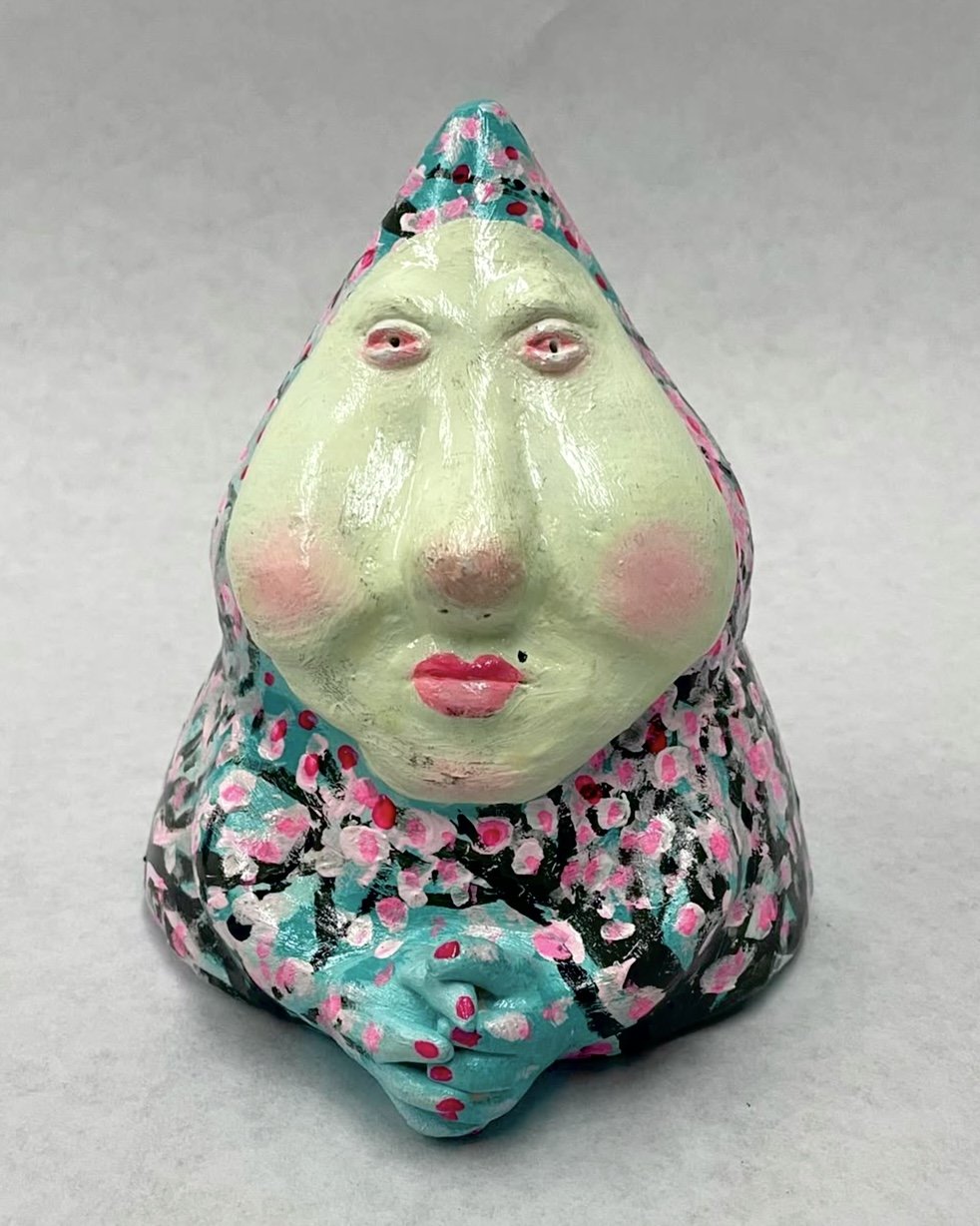 "Enzo the Enigmatic" 2023
ceramic, acrylic, spray lacquer 4.5"x5"x6"