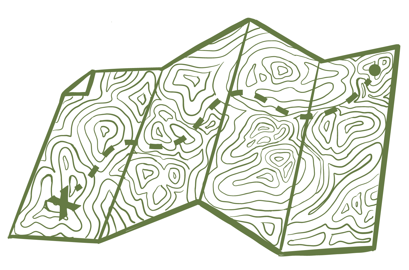 Topographical map drawn by West of Ordinary Creative.