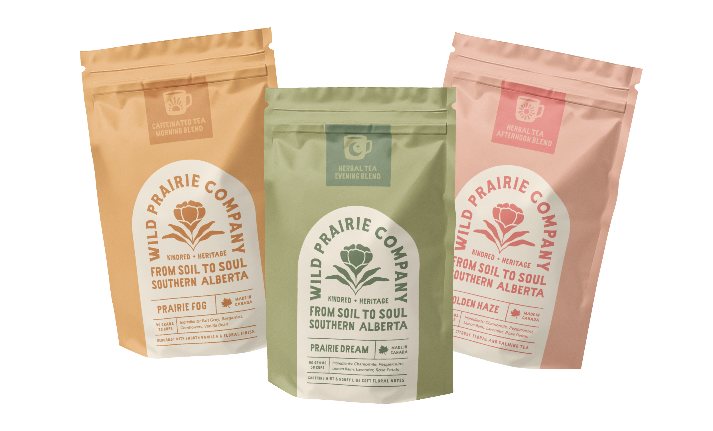 The Wild Prairie Company herbal tea company branding.