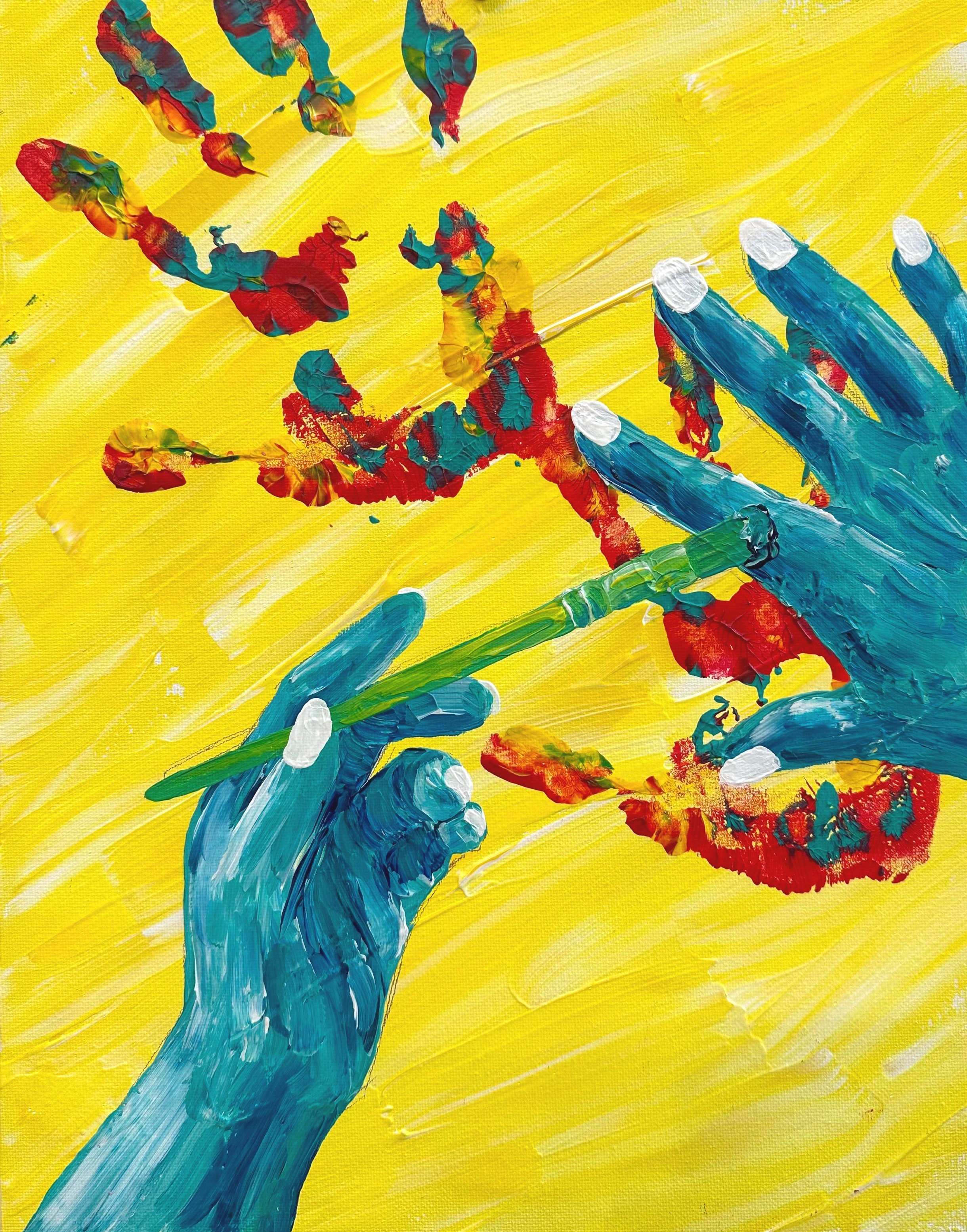 Hands: 11in x 14in (acrylic on canvas)