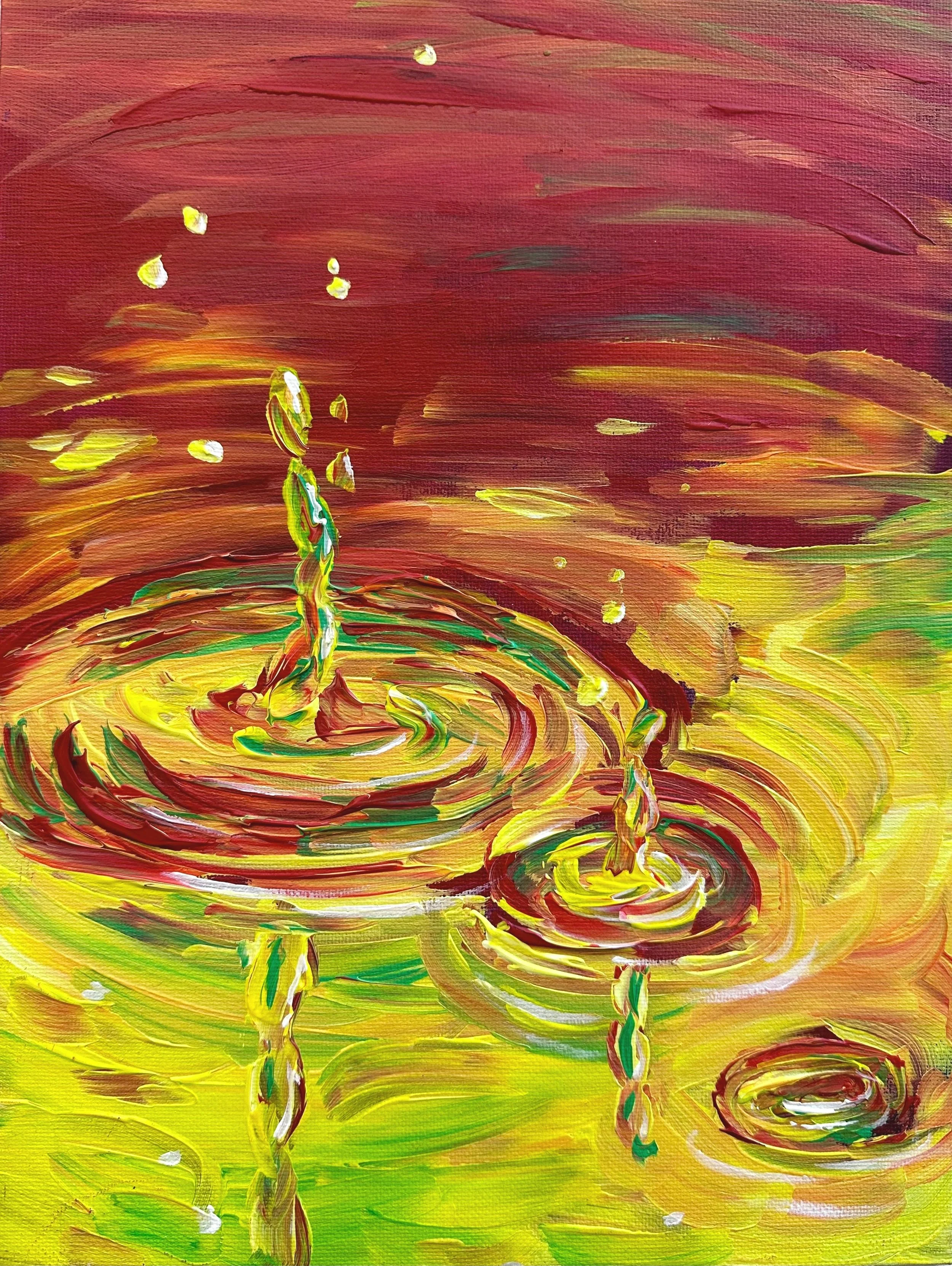Water Drops: 9in x 12in (acrylic on canvas)