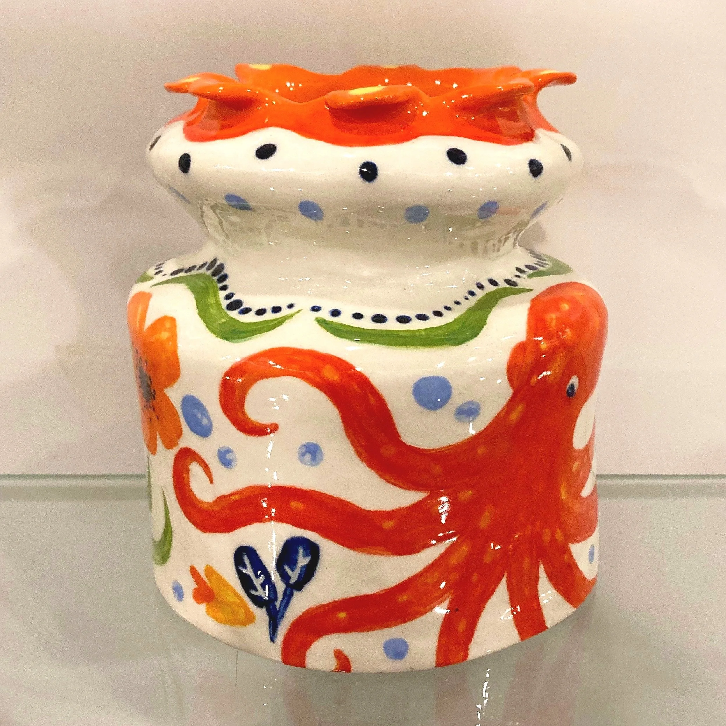 5in x 5in x 7in (ceramic clay, underglaze, glaze)