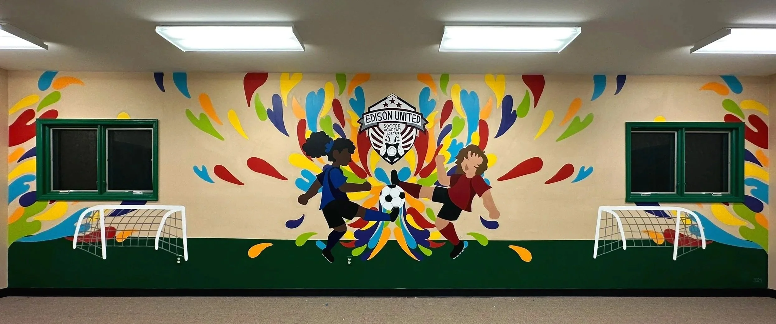 Edison United Soccer Association: 9ft x 31ft (acrylic on wall)