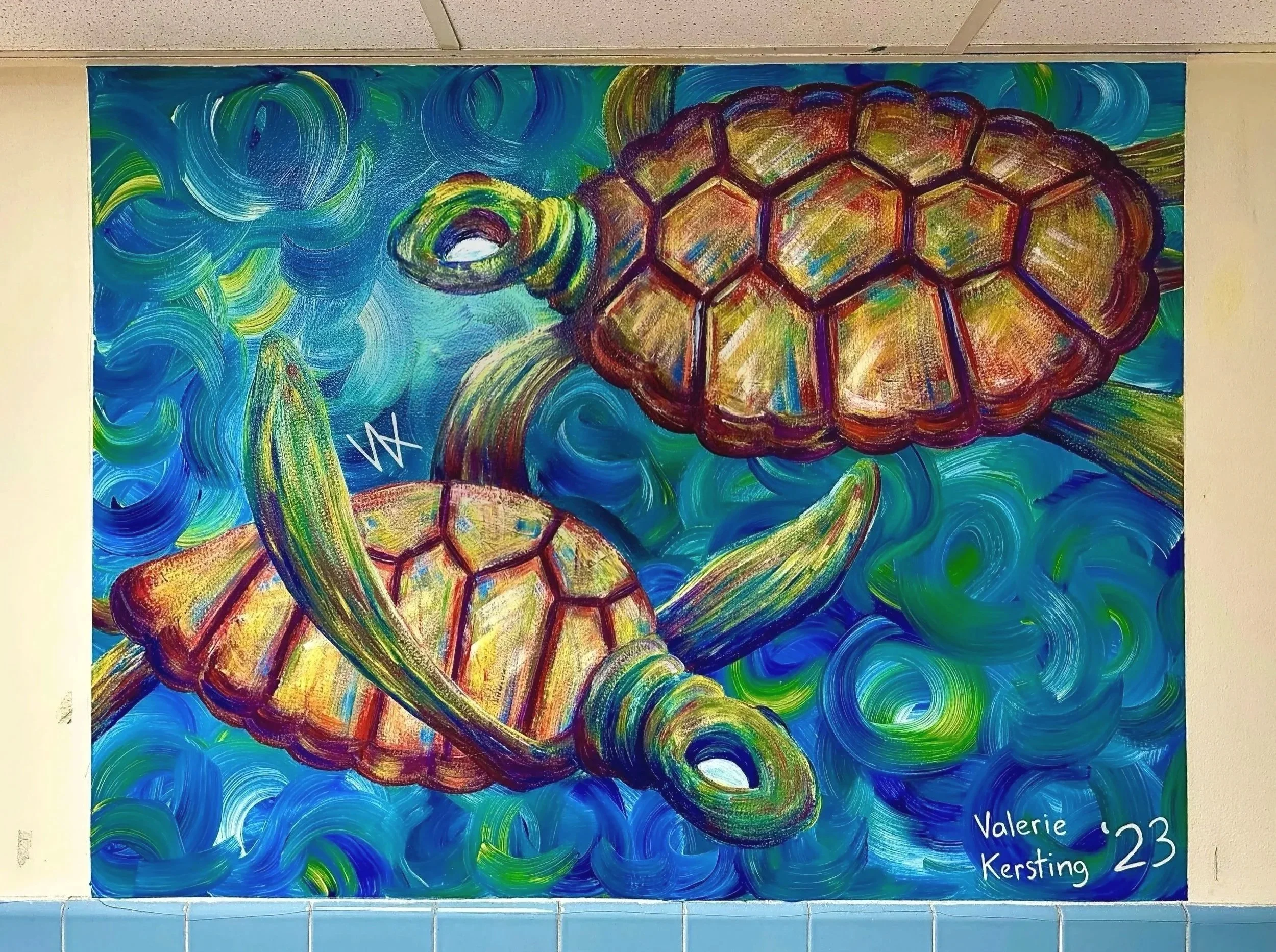Turtles: 36in x 48in (acrylic on wall)