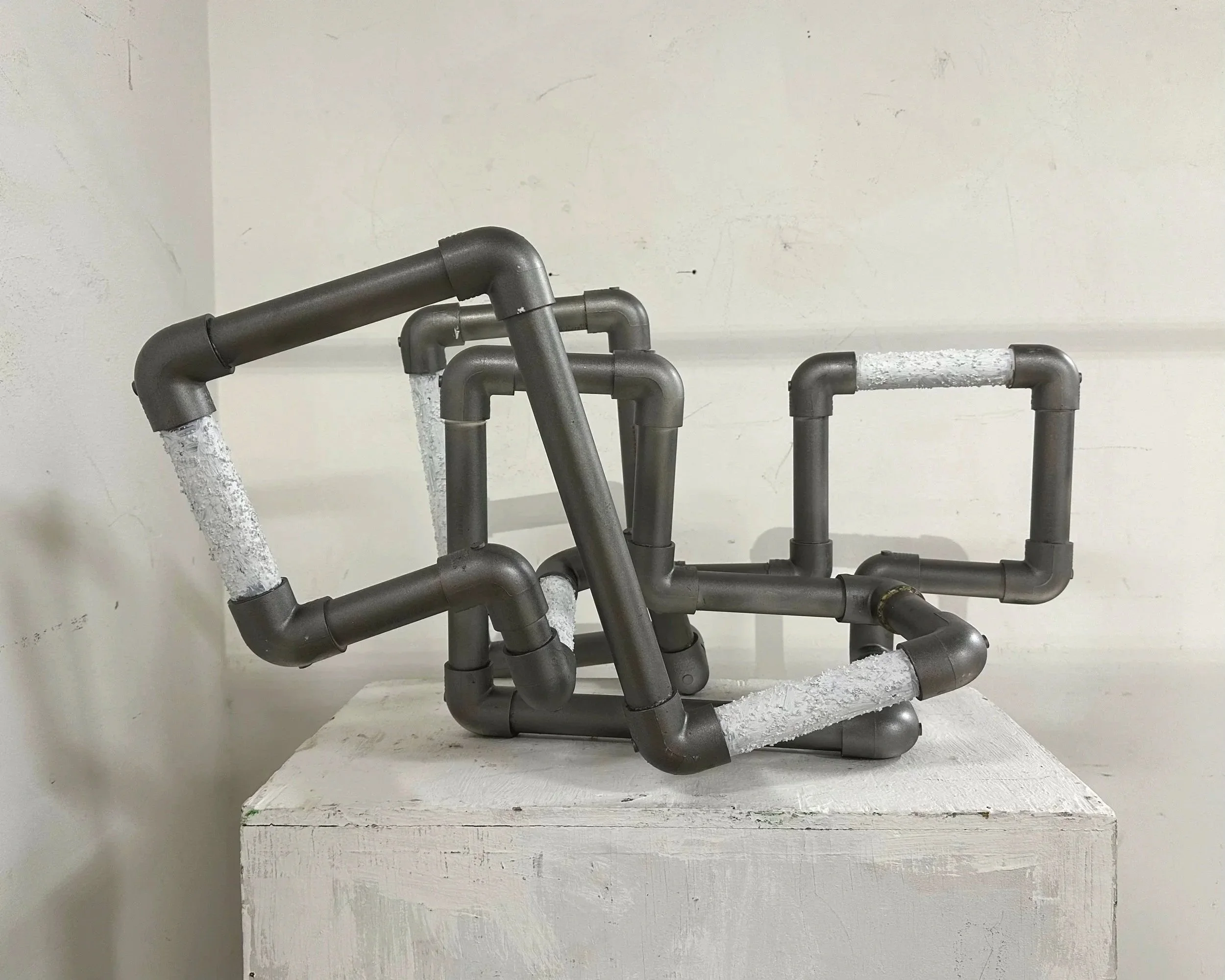 16in x 14in x 29in (PVC pipe, spray paint, acrylic paint, sand)