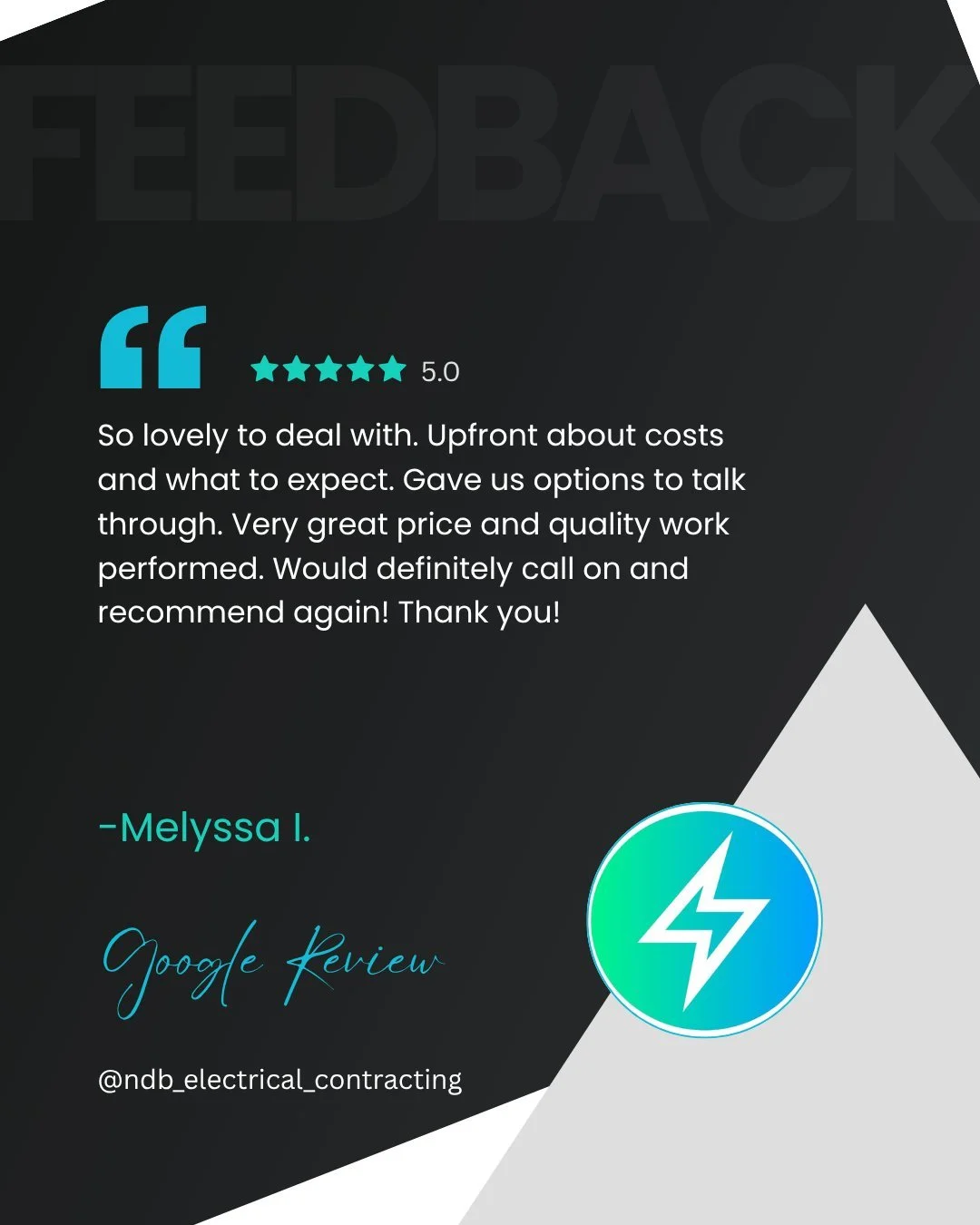 We are always working in your best interest!

Appliance on the fritz? Want extra power points around the house? Looking for solar?

Call or message Nathan today.

0407 790 687