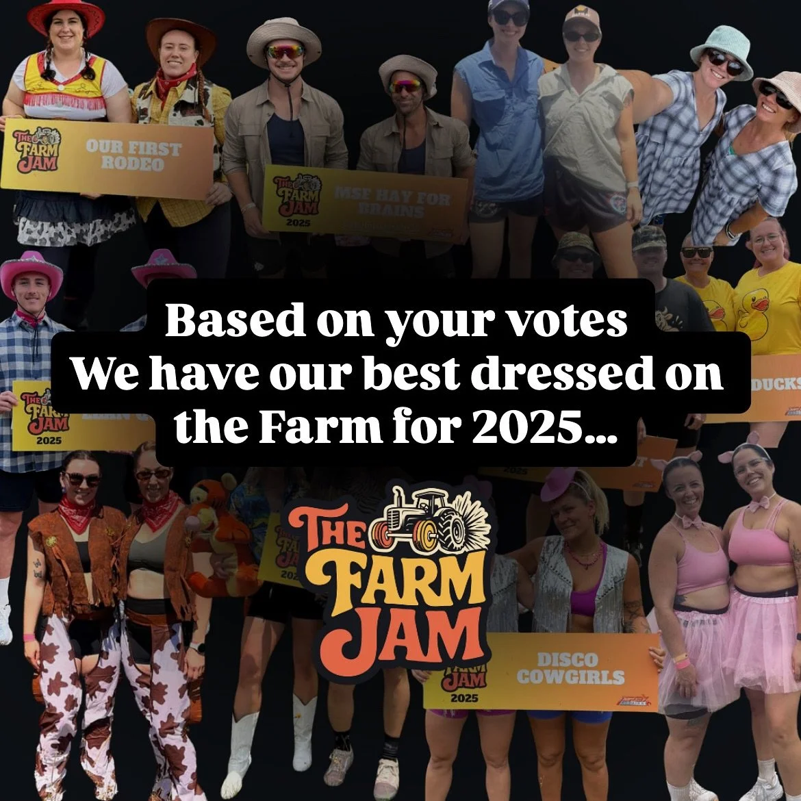 Based on your votes on our last post we have our best dressed on the Farm winners!

Congratulations LEAN QUEENS and DISCO COWGIRLS 🕺 💃 🪩 

We will be in touch to get you some prize packs for your wins! 

Thanks for voting everyone! 🤝☺️