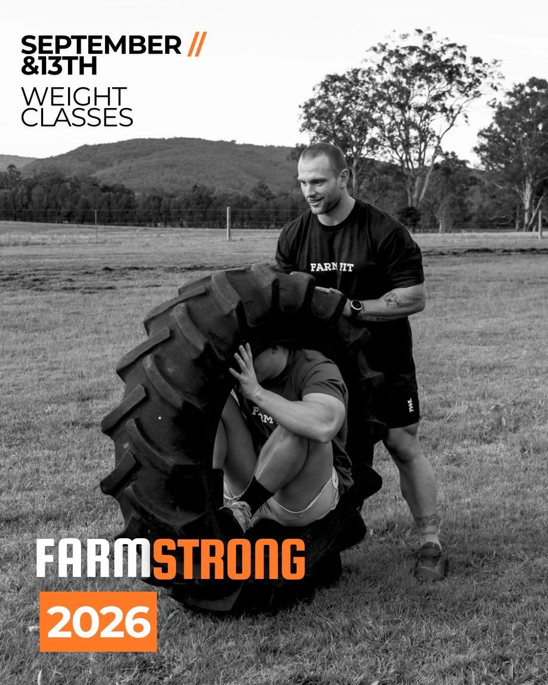 FARM STRONG - Rookie / Elite + Weight divisions.

Whether you&rsquo;re completely new to the strongman style or a seasoned athlete, we&rsquo;ve got a division for you! 

Check out more details on our website or chat to us via DM.