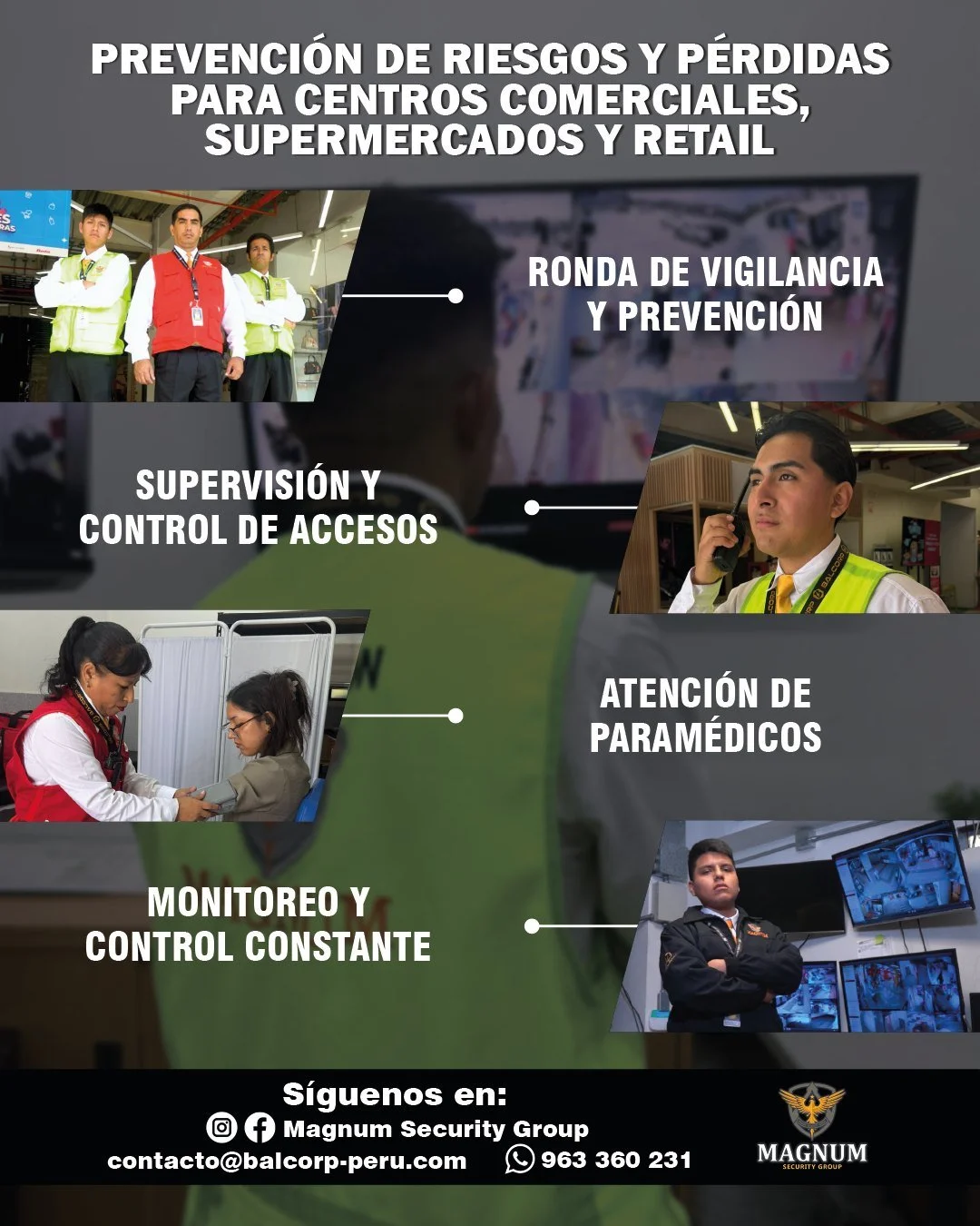 🔒 Haz de la seguridad una ventaja para tu empresa!!!
En Magnum Security Group trabajamos contigo para crear entornos seguros, confiables y bien gestionados.
Sabemos lo que necesitan las empresas modernas: prevenci&oacute;n, respuestas r&aacute;pidas