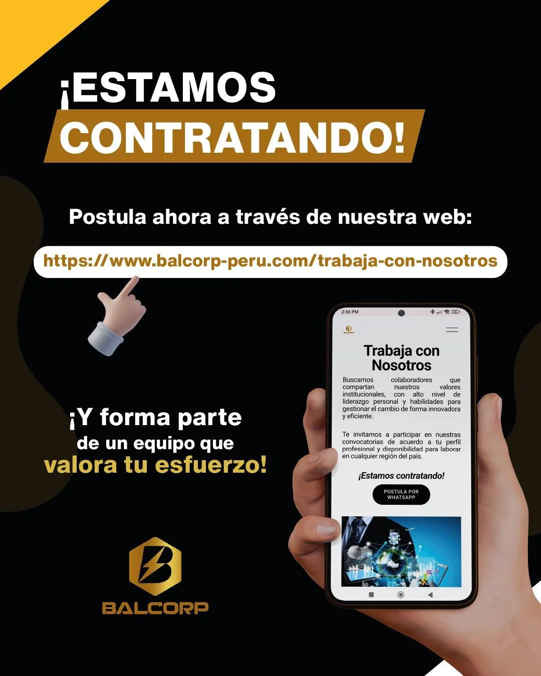 📢 &iexcl;Estamos en b&uacute;squeda de nuevos talentos!
&iquest;Est&aacute;s buscando una vacante de trabajo? Ahora puedes postular de forma r&aacute;pida y sencilla desde nuestra p&aacute;gina web.
&iexcl;Contamos con vacantes pr&oacute;ximos a tu 